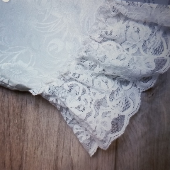 SEXY LACE LARGE VINTAGE Y2K VAL MODE WHITE FLORAL SATINY CHEMISE BABYDOLL NWOT - Picture 5 of 14